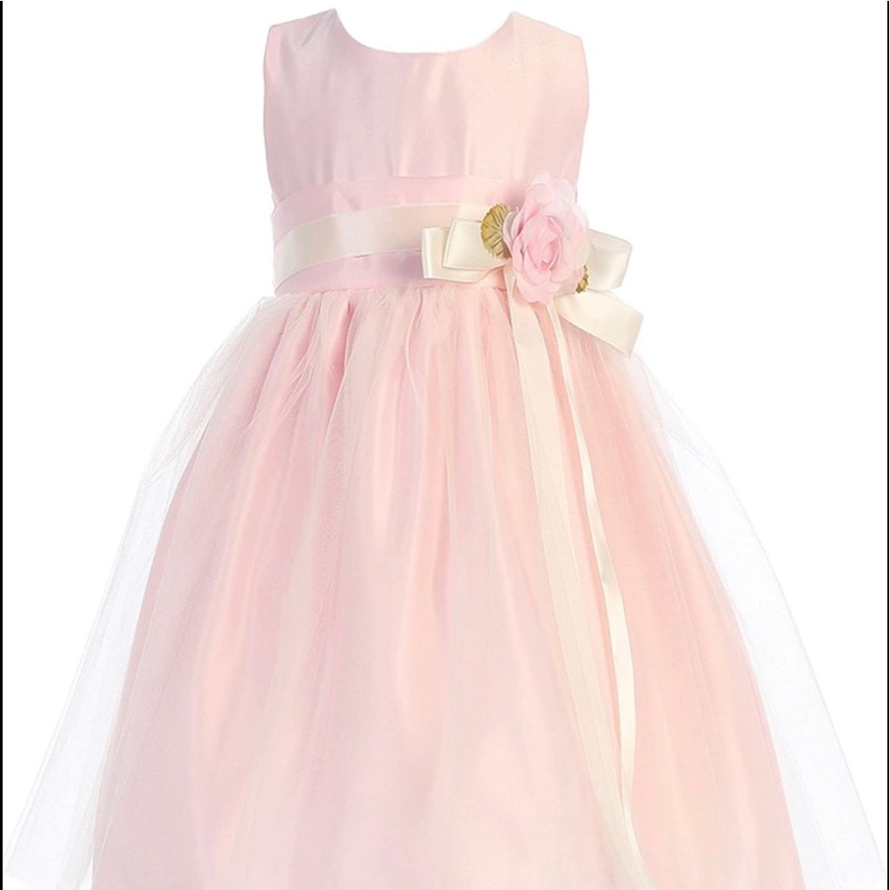 Flower Girl Vintage Satin Tulle Special Occasion Dress.